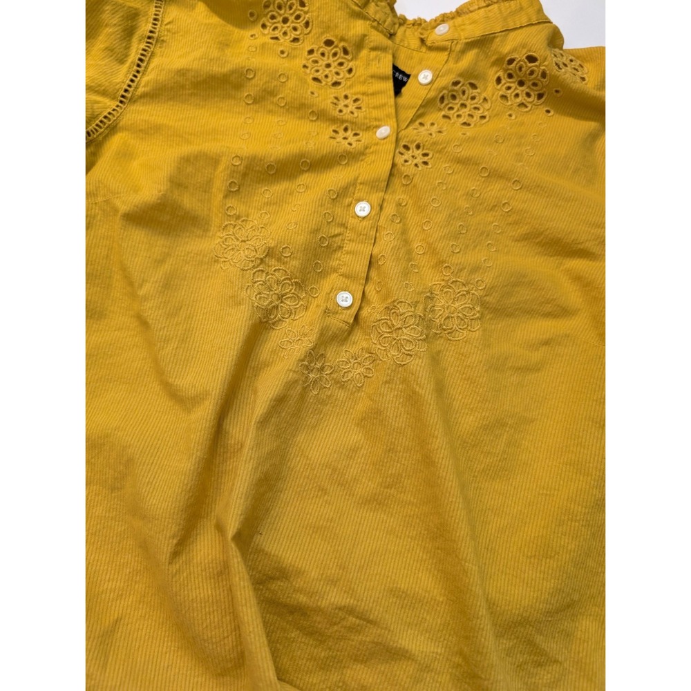 J. Crew Mustard Embroidered Button Ruffled Sleeve Blouse Women's Size Small - Picture 6 of 7